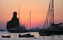 Sonnenuntergang Ibiza-Hafen